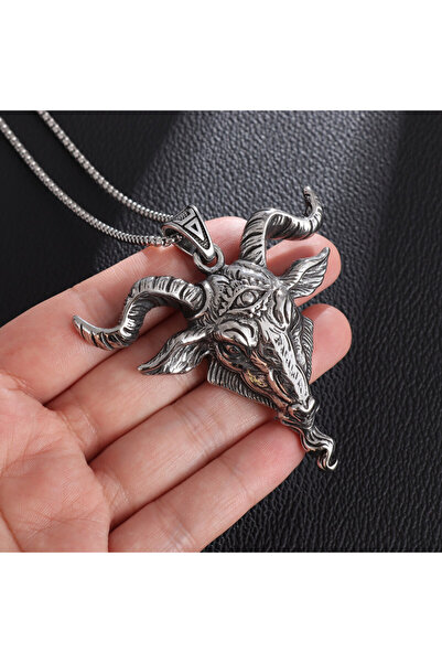 Choice AL19943- قلادة فضية بتصميم قوطي عتيق على شكل رأس ملاك وعين شيطان، قلادة دينية بديلة من البانك مي