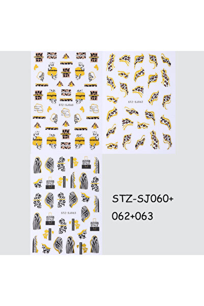 Choice STZ-SJ060-063 Leopard Print Golden French Line Nail Sticker Tiger Print Character Adhesive Nail Deca
