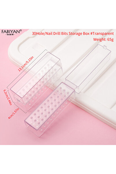 Choice transparent 30/100Holes ABS Nail Drill Bits Storage Box Nail Grinding ...