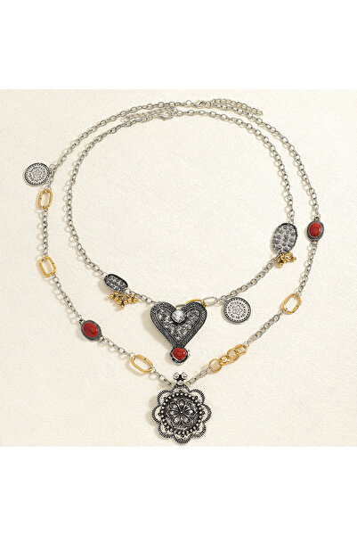 Choice الطراز 1 ZAA 2 قطعة/مجموعة قلادة شارة ريترو متعددة الطبقات بتصميم إبدا...