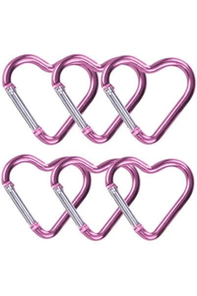 Choice Pink 6 pieces 6pcs Durable Heart-Shaped Carabiner Keychain Clip for Ou...
