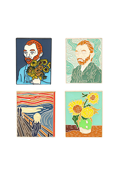 Choice مجموعة من 6 دبابيس مطلية بالمينا من سلسلة لوحات زيتية من فان جوخ، صرخة...