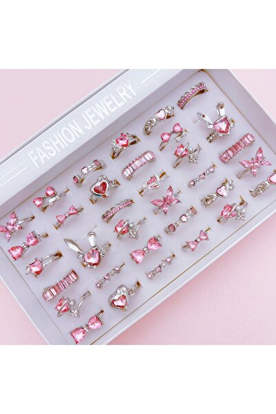 Choice مجموعة خواتم قابلة للتغيير من 10 قطع على شكل قلب وردي من الزركون الصنا...