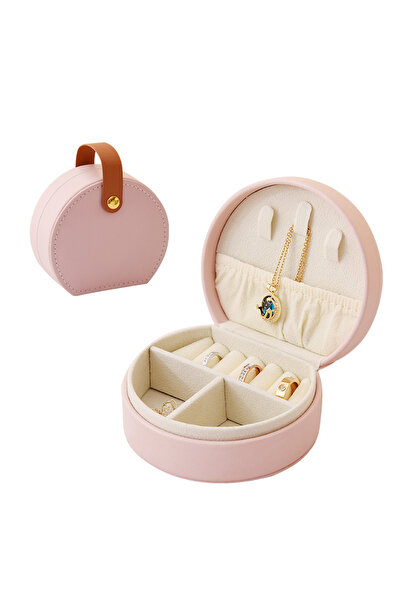 Choice صندوق تخزين مجوهرات نصف دائري باللون الوردي، قطعة واحدة