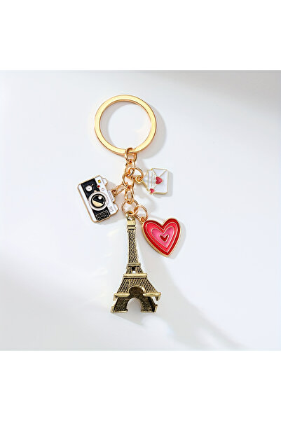 Choice سلسلة مفاتيح أنيقة من سبيكة حديدية، مزينة ببرج إيفل وقلب وكاميرا. هدية...