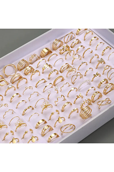 Choice مجموعة خواتم مجوفة هندسية على شكل فراشة أنيقة للنساء، مقاسات متنوعة من 16 إلى 20 مم، لون ذهبي، 30 قطعة