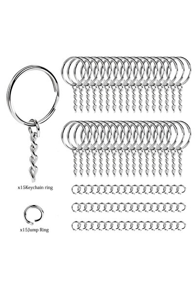 Choice مجموعة من 30 قطعة فضية من حلقات المفاتيح المنقسمة مع سلسلة وحلقات قفز،...