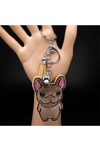 Choice A Bulldog SR zong Cute French Bulldog Crystal Tassel Keychain Bag Acce...