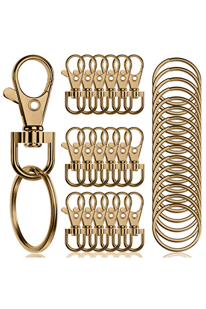 Choice 30 قطعة بني 30/50/80/120 قطعة مشبك جراد البحر دوار مع حلقة مفاتيح 15 قطعة سلسلة مفاتيح 15 قطعة حلقة مفاتيح مزخرفة