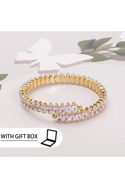 Choice سوار لينيك أبيض من الفولاذ المقاوم للصدأ مرصع بالزركون الملون، بفتحة أ...