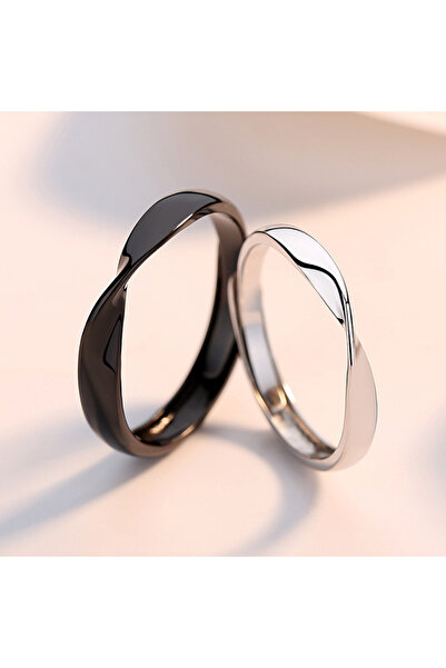 Choice خواتم موبيوس الجديدة القابلة للتغيير في الحجم qd456-1 للنساء والرجال، خاتم بسيط باللونين الأسود والأبيض قابل للتعديل