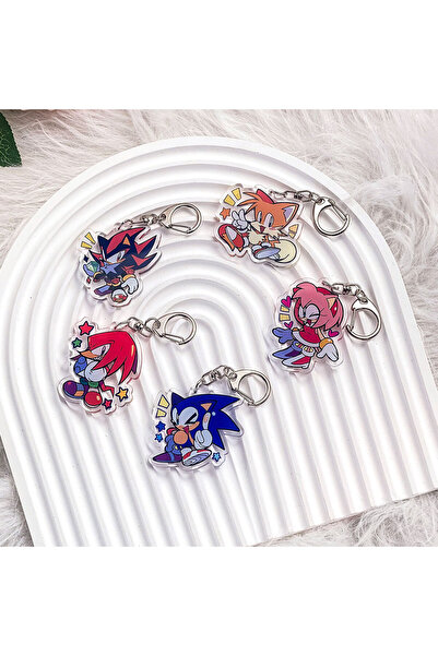 bilibili 5 سم 6 شخصيات أنمي سونيك القنفذ سلسلة مفاتيح أكريليك إكسسوارات شادو القنفذ حقيبة شخصية