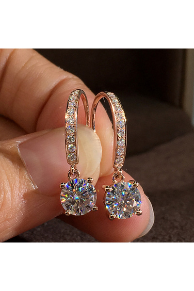 Choice E1702 Huitan Minimalist Hook Earrings with Round CZ Pendant for Women ...