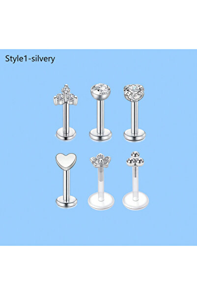 Choice حلق مستقيم للشفة 1.2 × 8 مم، مجوهرات ثقب الشفاه، 6 قطع من أقراط الغضرو...