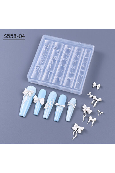 Choice قالب سيليكون S558-04 ثلاثي الأبعاد لفن الأظافر على شكل فيونكة، قوالب ا...