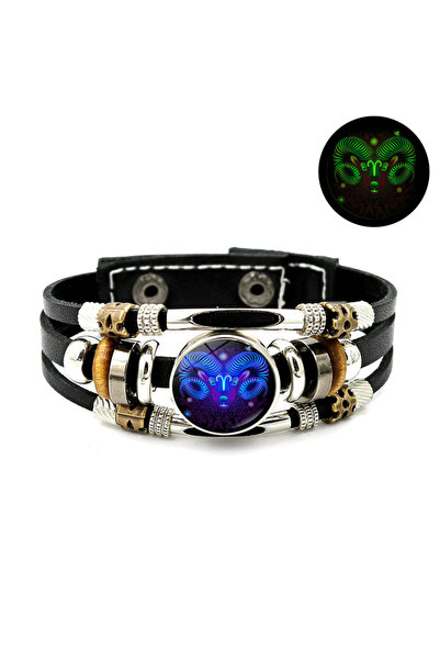 Choice سوار أريس سيتيلاتي المضيء من جلد ، سوار جلد متعدد الطبقات مرصّع بالخرز...