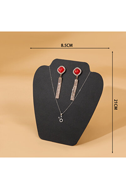 Choice مجموعة أقراط وقلادة سوداء، لوحة عرض، قلادة، نموذج بورتريه، رف مجوهرات،...