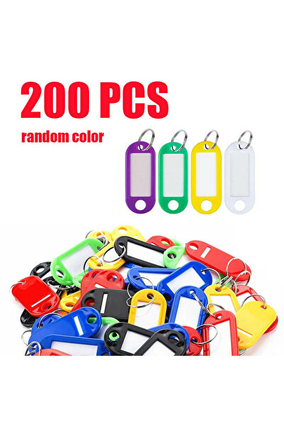 Choice 200pcs random color 5-200pcs Plastic Key Tags with Split Keychain Ring...
