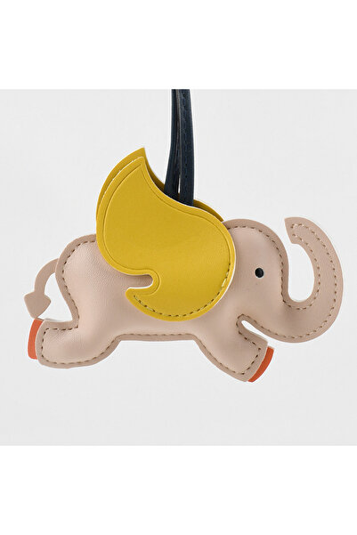 Choice Beige 16 Colors Flying Wings Elephant Keychains Women PU Leather Hange...