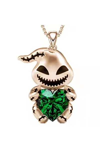 Choice Green Cute Cartoon Ghost CZ Crystal Evil Pendant Necklaces For Korean ...