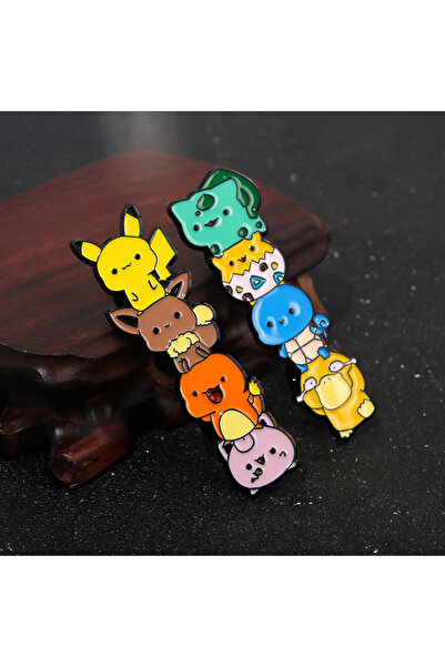 Miniso X00494-01-02 2-6PCS/SET Anime Pokémon Brooch Cute Kuromi Cinnamon Dog Red Purple Beast Pikachu Snorl