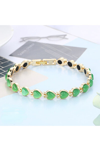 Choice سوار مغناطيسي مطلي بالذهب من الحجر الطبيعي الأخضر الملون الرائع للنساء...