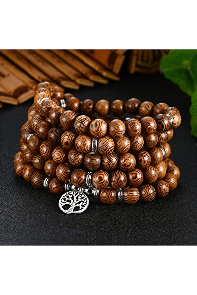 Choice أساور من خرزات الصلاة البوذية المصنوعة من خشب النسر الطبيعي، مصنوعة من...