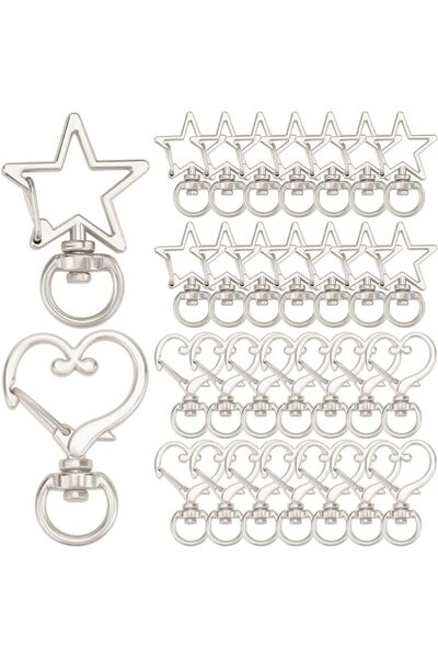 Choice AECH07-05031 40Pcs Swivel Lobster Clasp Silver Keychain Trigger Clasp Bulk Star Heart Shape Swivel S