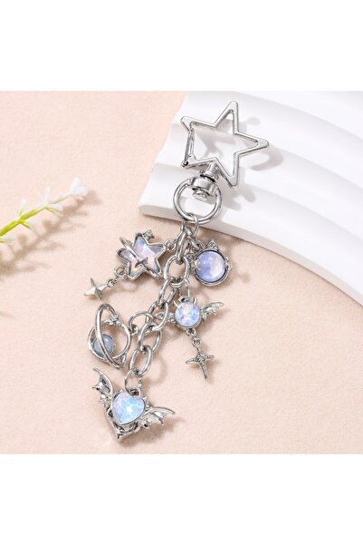 Choice 10 cm E8906 Pretty Y2K Moon Star Heart Enamel Keychain Cute Love Pink ...