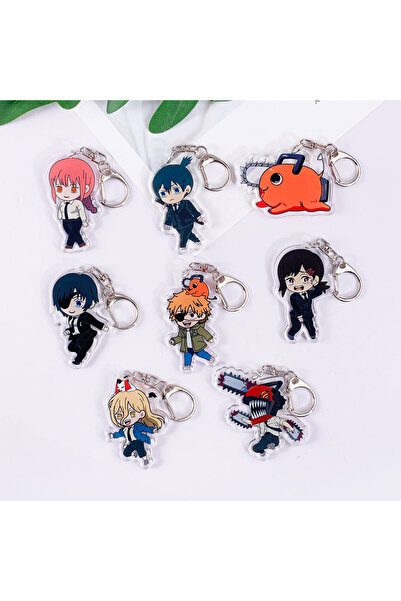 Miniso 5 سم 9 شخصيات أنمي رجل المنشار سلسلة مفاتيح سيارة لطيفة من الأكريليك ملحقات حقيبة سحر حقيبة ظهر قلادة