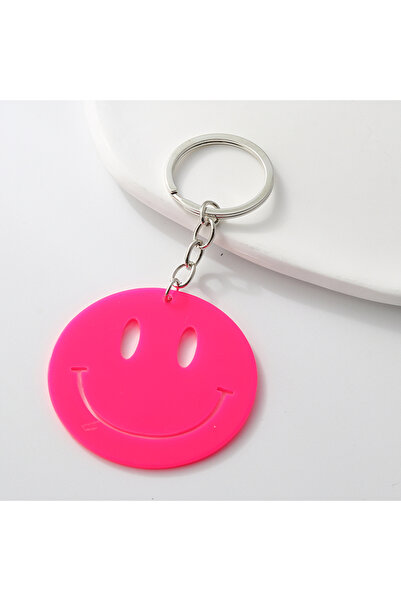 Choice E6528 Colorful Acrylic Keychains Smile Face Plastic Key Rings For Wome...