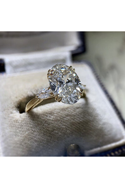 Choice 10 خواتم زفاف نسائية من هويتان، بتصميم بيضاوي بسيط مرصع بالزركونيا المكعبة، لون ذهبي فاخر، مناسبة للخطوبة