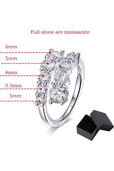 Choice resizable White TY 10 Gems Full Moissanite Rings For Women Sparkling Flawless Lab Created Diamond We