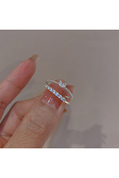 Choice CS5711202JCA1 قطعتان من خواتم القلب الكريستالية الأنيقة والجميلة للنساء والفتيات باللون الذهبي قابلة للتكديس