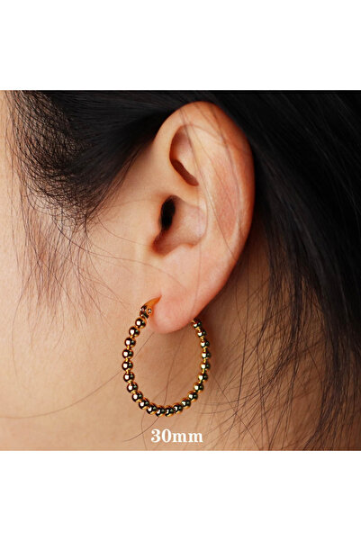 Choice gold color 30mm New Simple Style 3mm Beads Women Circle Earrings 18mm ...