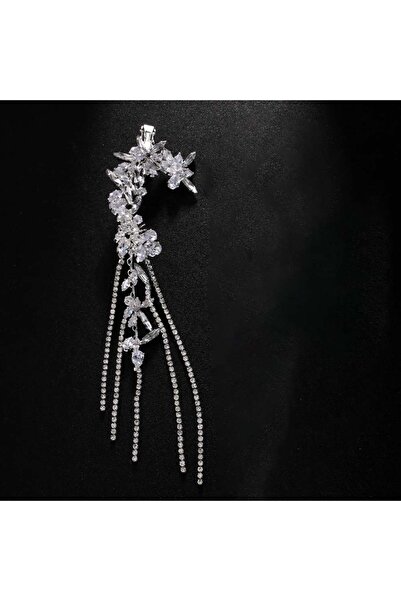 STONEFANS أقراط أذن هندسية فضية اللون بدون ثقب للأذن اليسرى للنساء