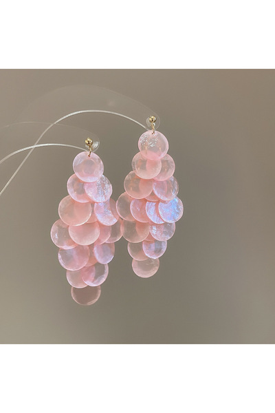 Choice Pink trumpet Seaside Vacation Style Round Shell Tassel Drop Earring fo...
