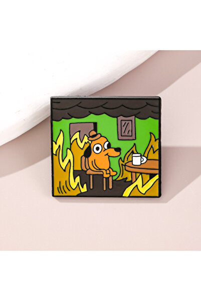 Choice دبوس معدني عالمي على شكل جرو يشرب القهوة بتصميم كرتوني أزرق، شارة عصري...