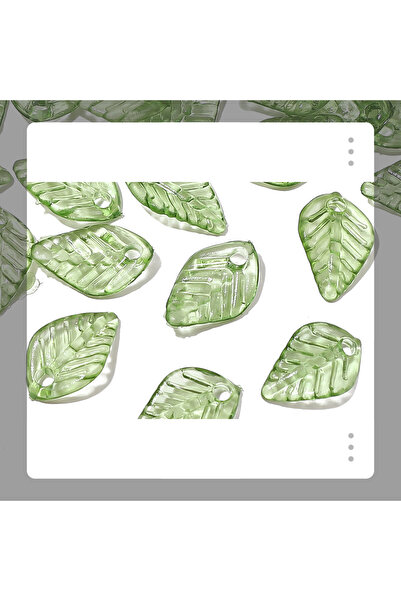 Choice 50 قطعة من خرزات أوراق الشجر الخضراء B LT GRN لصنع المجوهرات بنفسك - خ...