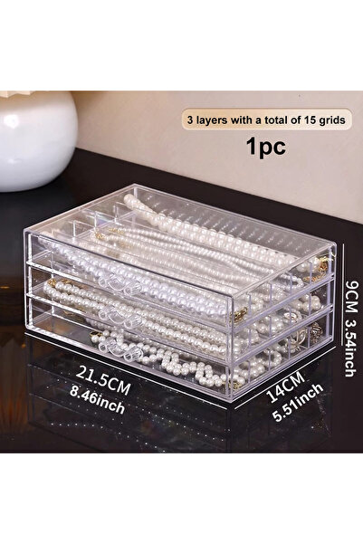 Choice 3 طبقات - 15 شبكة 1 قطعة صندوق تخزين قلادة شفاف، صينية مجوهرات، خزانة ...