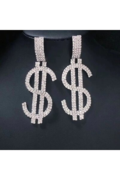 Choice أقراط متدلية على شكل دولار من الفضة للنساء أنيقة ومزينة بكريستال فاخر ...