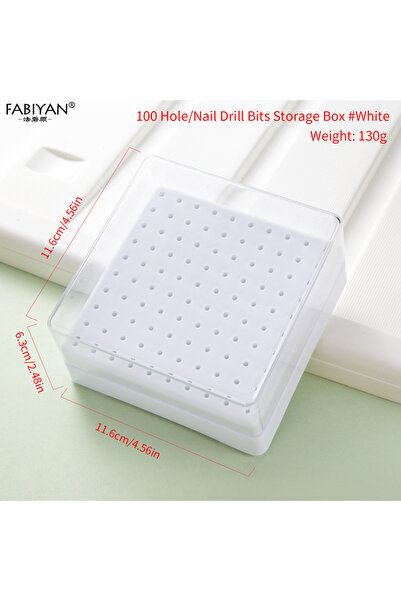 Choice white 30/100Holes ABS Nail Drill Bits Storage Box Nail Grinding Head D...