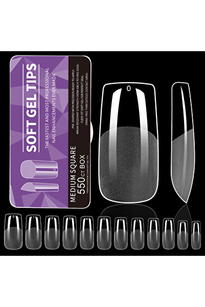 Choice أظافر صناعية شفافة متوسطة الحجم من الأكريليك، 550 قطعة، تغطي نصف الأظا...