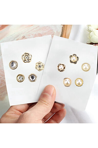 Choice مجموعة من 10 قطع من دبابيس أزرار اللؤلؤ وأحجار الراين بدون خياطة للنسا...