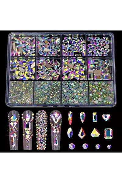 Choice White2 12 شبكة/صندوق 3D فن الأظافر سبيكة جوهرة أحجار الراين مجوهرات سح...