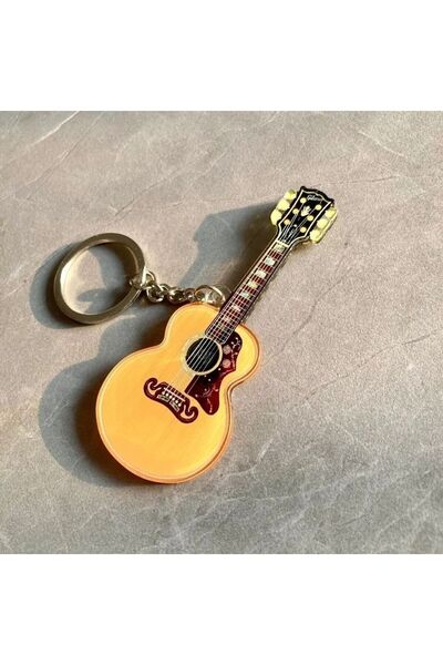 Choice Yellow Creative guitar acrylic musical instrument bag pendant gift key...