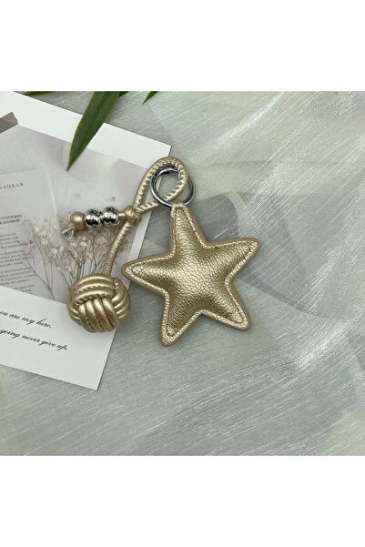 Choice Gold color Five-pointed star Keychain Leather Car Keyring with Woven L...