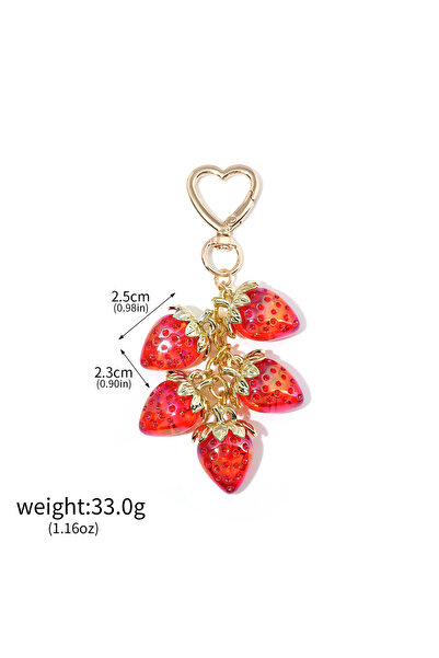 Choice K00904 Cute Strawberry Keychain Three Red Crystal Strawberries And Cut...