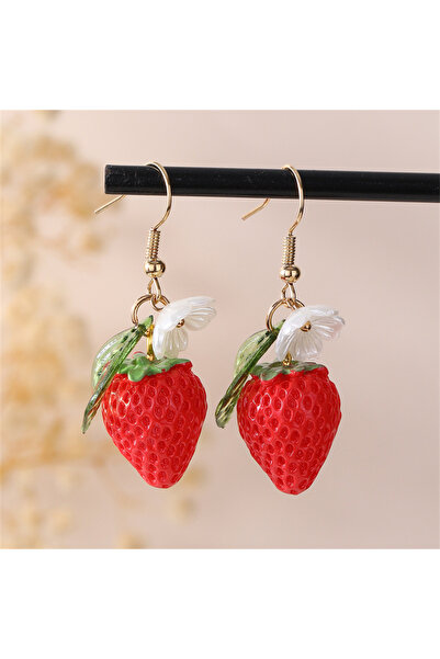 Choice أقراط على شكل أوراق زهرة فاكهة لطيفة على شكل فراولة، توت أزرق، ليمون، برتقال، عنب، فراولة، رمان