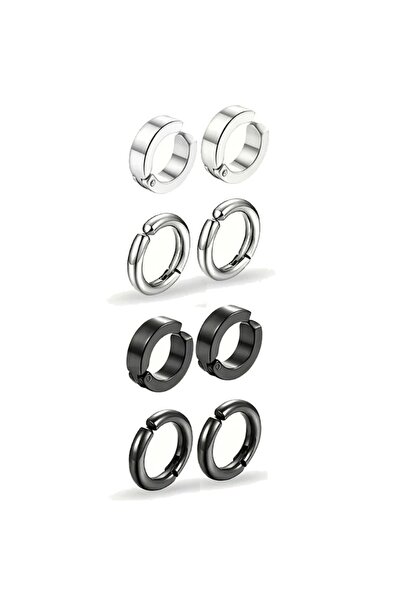 Choice مجموعة مشابك أذن من الفولاذ المقاوم للصدأ على طراز البانك بلون ذهبي أصفر فاتح مكونة من 2/4 أزواج - أقراط أذن دائرية أنيقة رقم